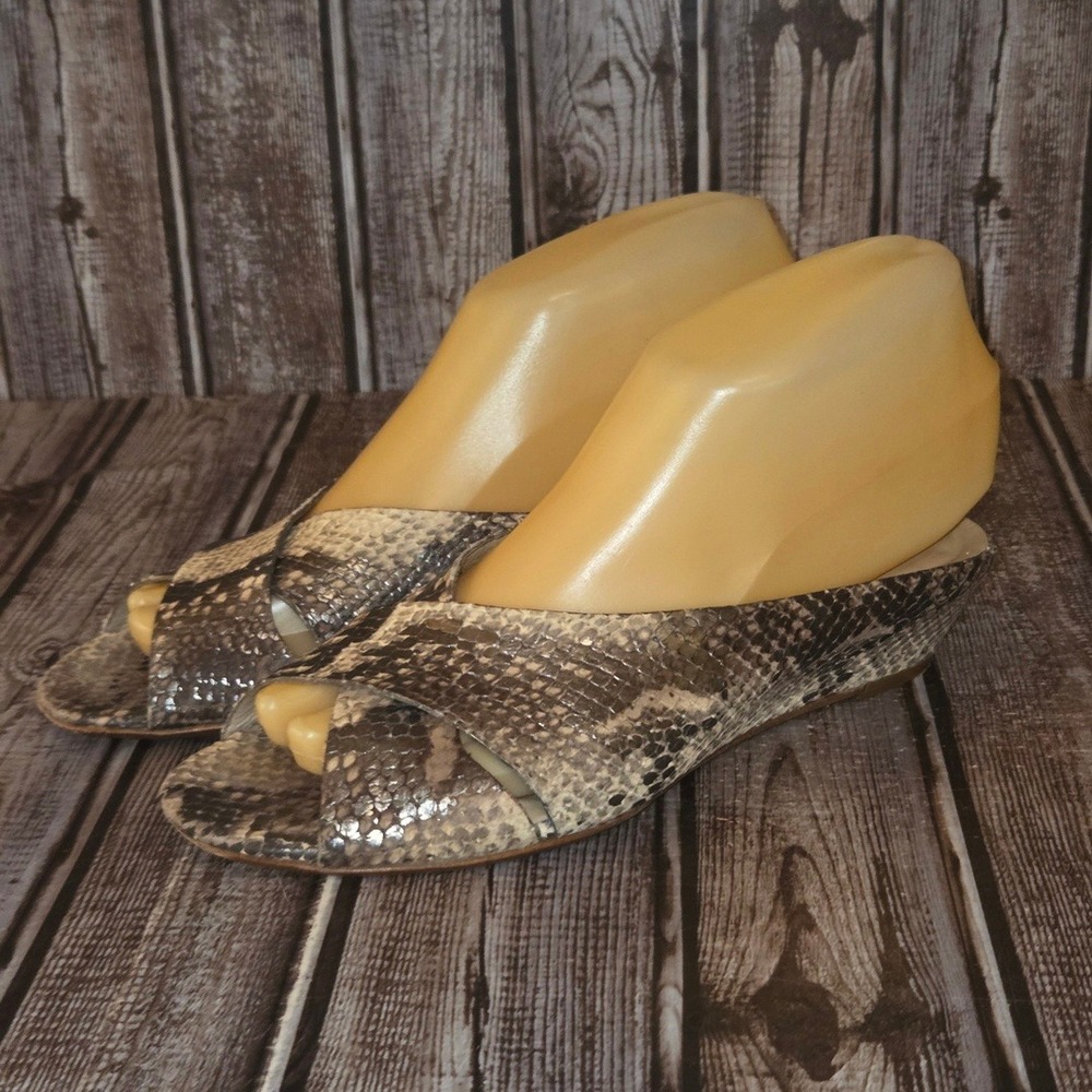 Sz 36.5/ 6.5 Womens‎ AGL Attilio Giusti Leombruni Snakeskin Wedge Slide Sandals